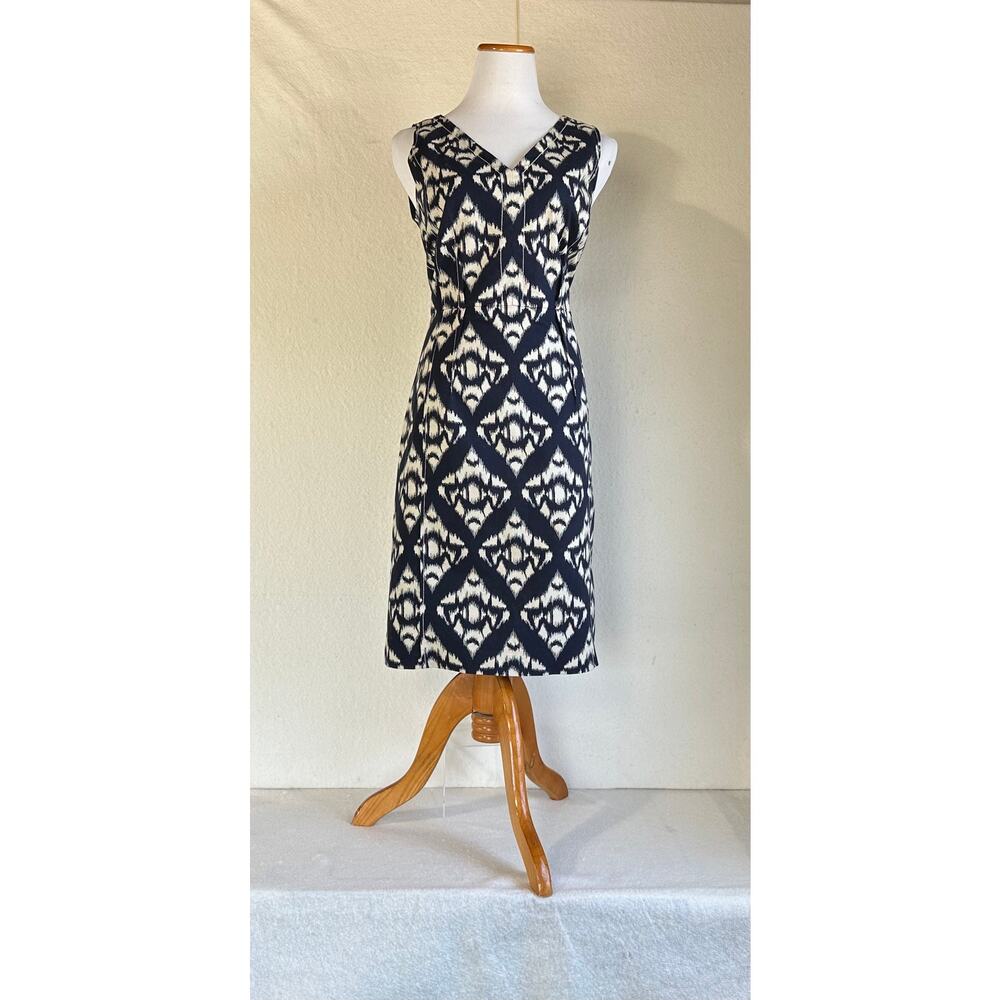 Talbots NWOT Ikat Cotton Spandex Corporate Chic Midi Dress SZ 10 Girlboss Career